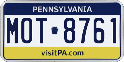 PA license plate MOT8761