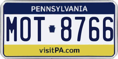 PA license plate MOT8766