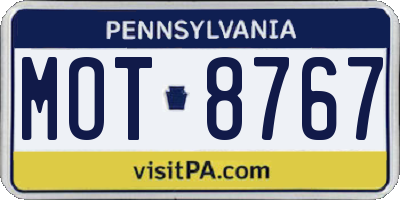 PA license plate MOT8767