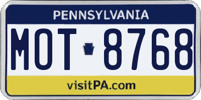PA license plate MOT8768