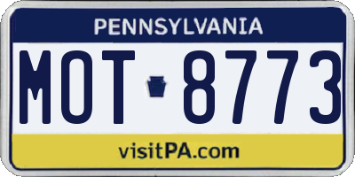 PA license plate MOT8773