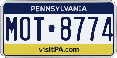 PA license plate MOT8774
