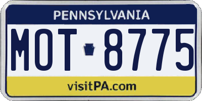 PA license plate MOT8775