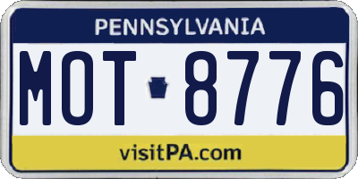 PA license plate MOT8776