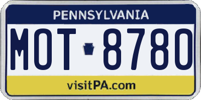 PA license plate MOT8780