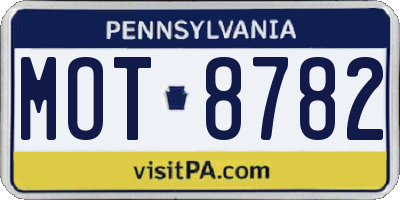 PA license plate MOT8782