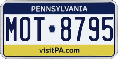 PA license plate MOT8795