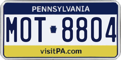 PA license plate MOT8804