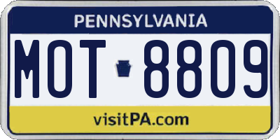 PA license plate MOT8809