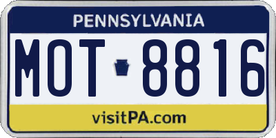 PA license plate MOT8816
