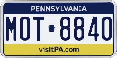 PA license plate MOT8840