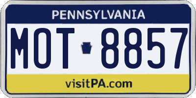 PA license plate MOT8857