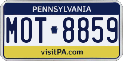 PA license plate MOT8859