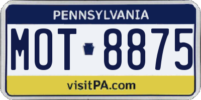 PA license plate MOT8875