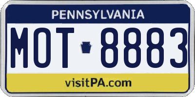 PA license plate MOT8883