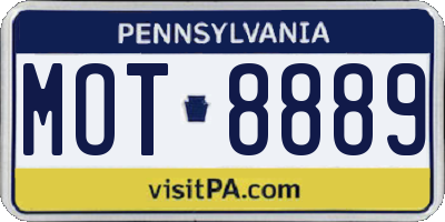 PA license plate MOT8889