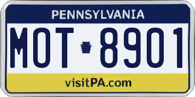 PA license plate MOT8901