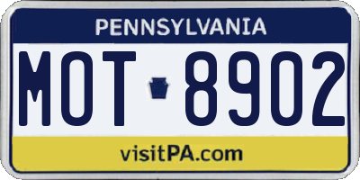 PA license plate MOT8902