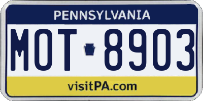 PA license plate MOT8903