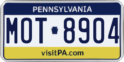 PA license plate MOT8904