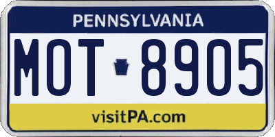 PA license plate MOT8905