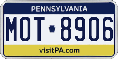 PA license plate MOT8906