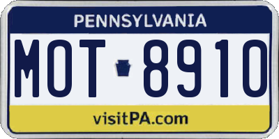 PA license plate MOT8910