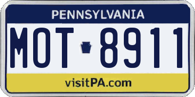 PA license plate MOT8911