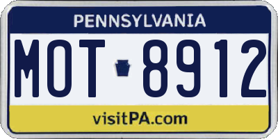 PA license plate MOT8912