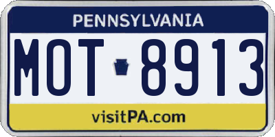 PA license plate MOT8913