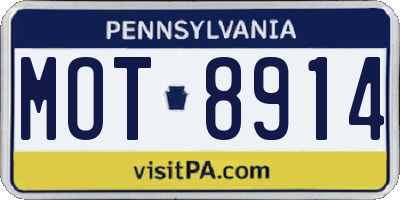 PA license plate MOT8914