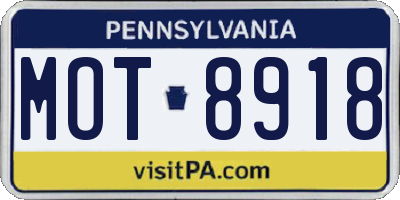 PA license plate MOT8918