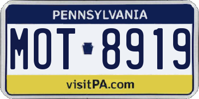 PA license plate MOT8919