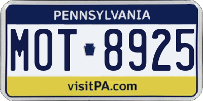 PA license plate MOT8925