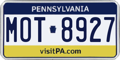 PA license plate MOT8927