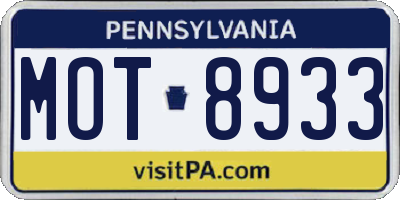 PA license plate MOT8933