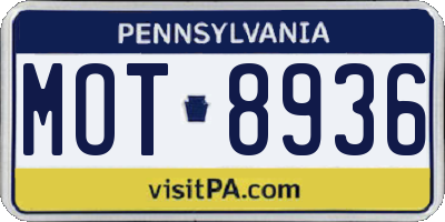 PA license plate MOT8936