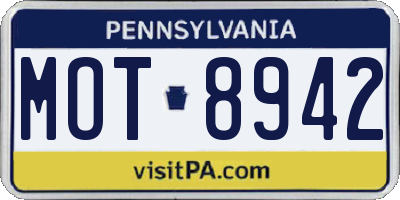 PA license plate MOT8942
