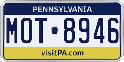 PA license plate MOT8946