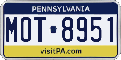 PA license plate MOT8951