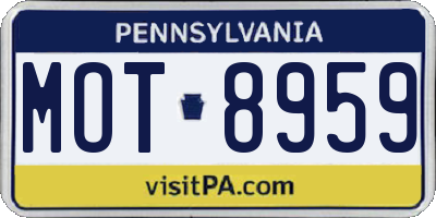 PA license plate MOT8959