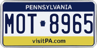 PA license plate MOT8965