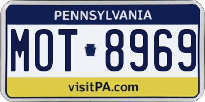 PA license plate MOT8969