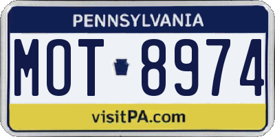 PA license plate MOT8974