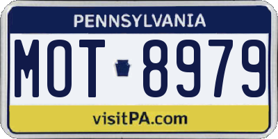 PA license plate MOT8979