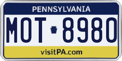 PA license plate MOT8980