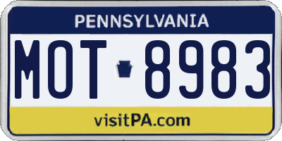 PA license plate MOT8983
