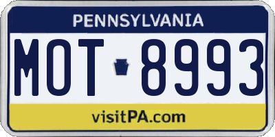 PA license plate MOT8993