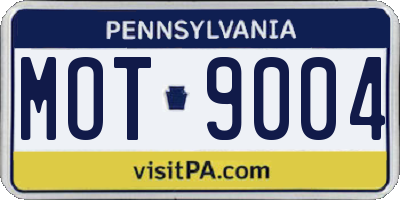 PA license plate MOT9004
