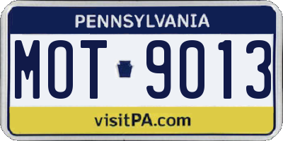 PA license plate MOT9013